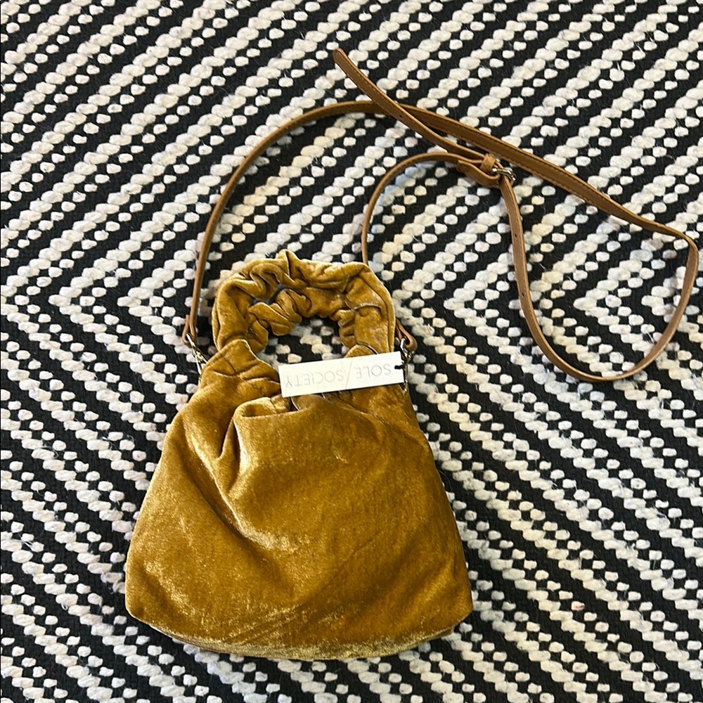 Sole Society Tyll Mini Crossbody Marigold Velvet Women's Bag